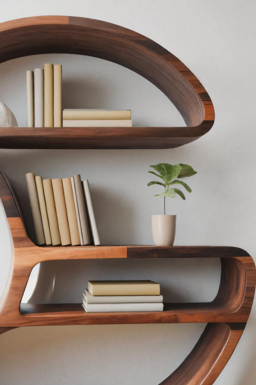 Modern Organic Bookshelf For Living Room Or Office Kitchnce