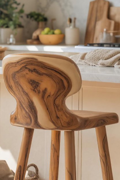 Modern Sculpted Bar Stools With Curved Backrest For Kitchen Kitchnce