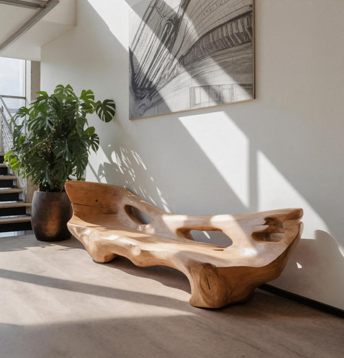 Modern Sculpted Bench For Living Room Or Entryway Kitchnce
