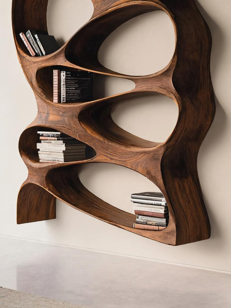 Artistic Sculptural Wall Mounted Bookshelf For Living Room Kitchnce