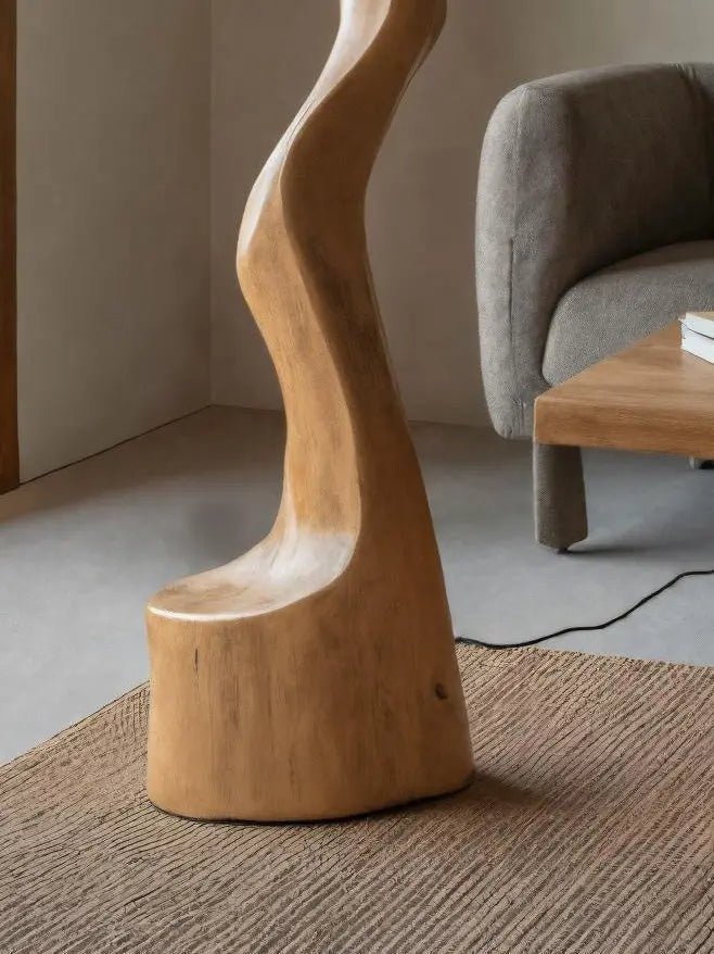 Rustic Sculptural Floor Lamp With Curved Base For Bedroom Kitchnce