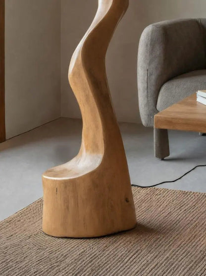Rustic Sculptural Floor Lamp With Curved Base For Bedroom Kitchnce