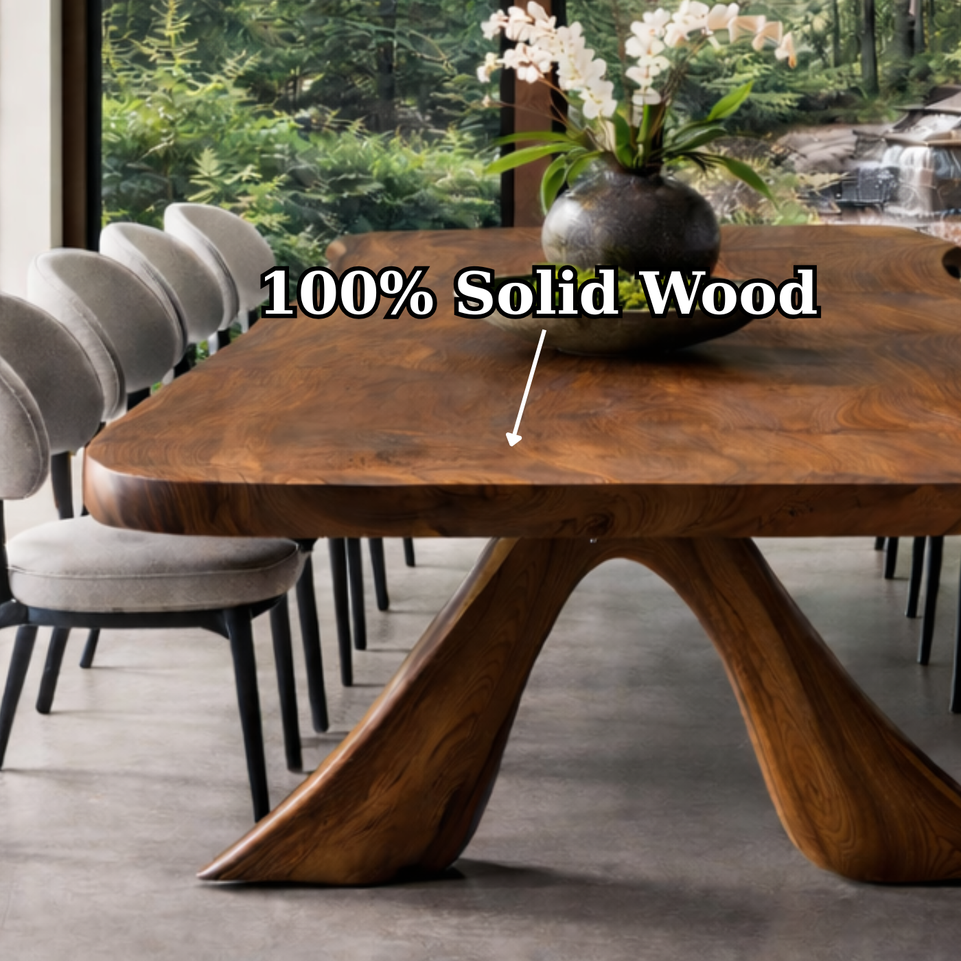 Solid Wood Sculptural Dining Table Organic Modern Design