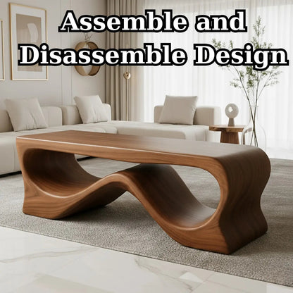 Handcrafted Solid Wood Coffee Table – Sculptural Walnut Wave Design Kitchnce