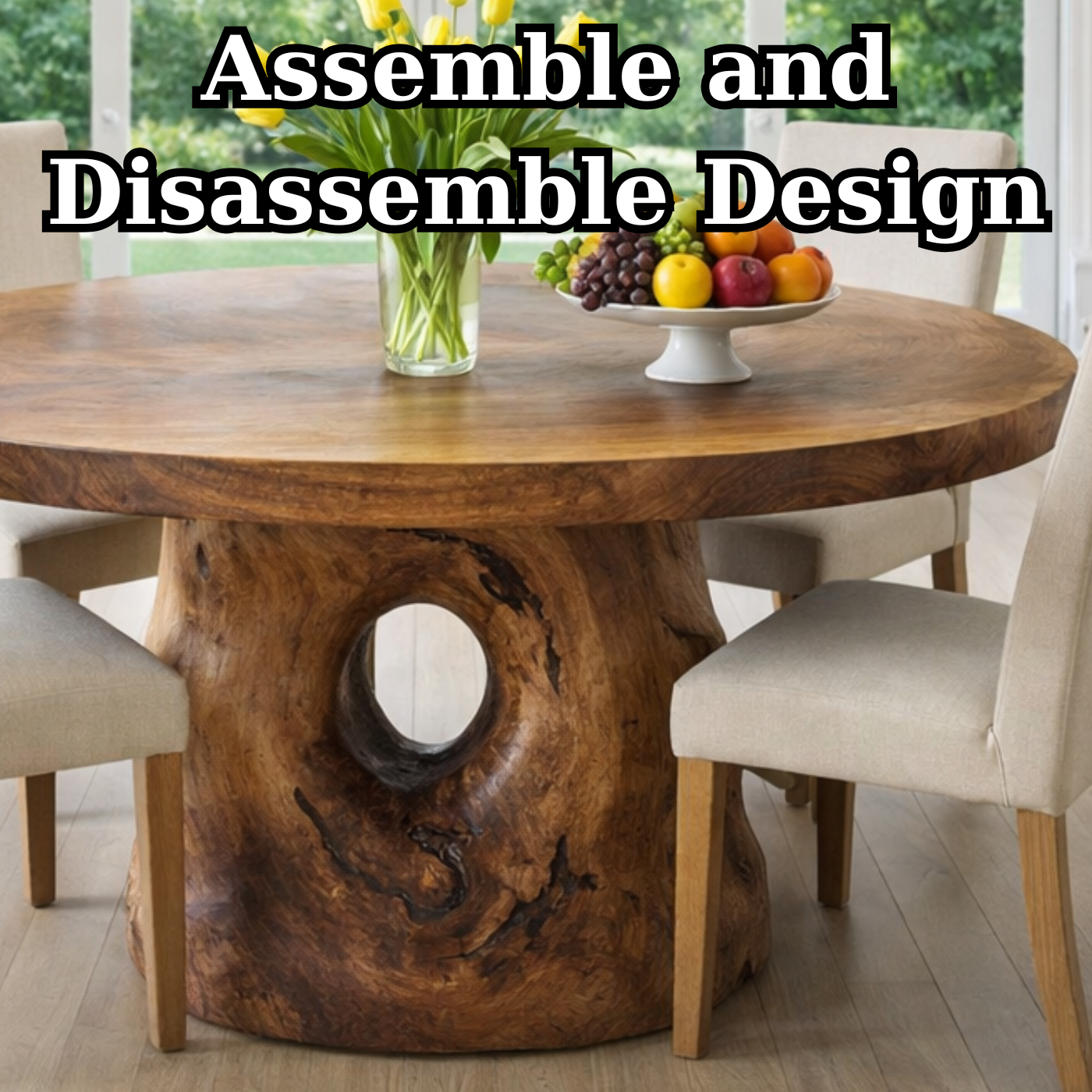 Handcrafted Round Solid Wood Dining Table for Modern Home Decor