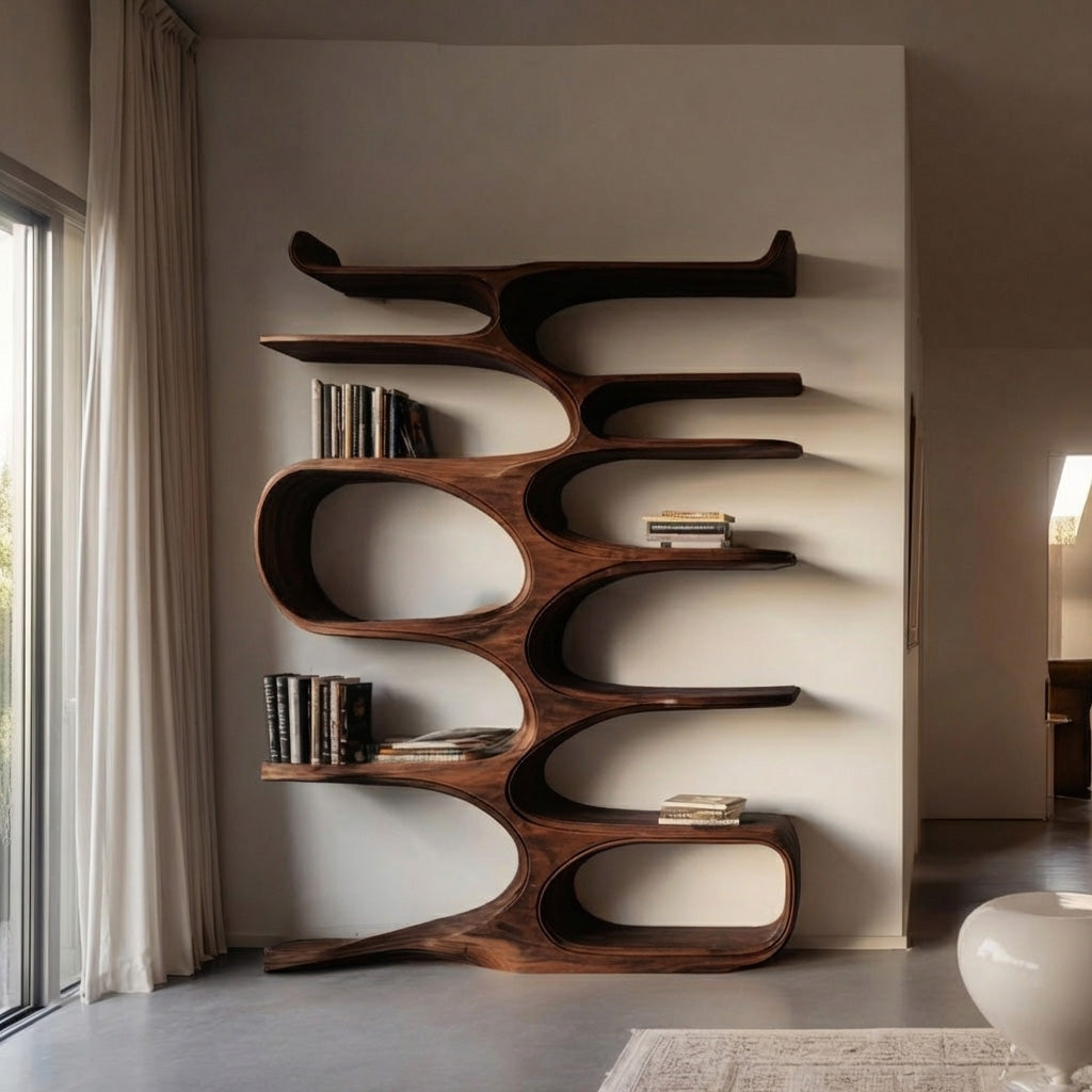 Mid Century Natural Wood Bookshelf For Living Room Furniture Kitchnce