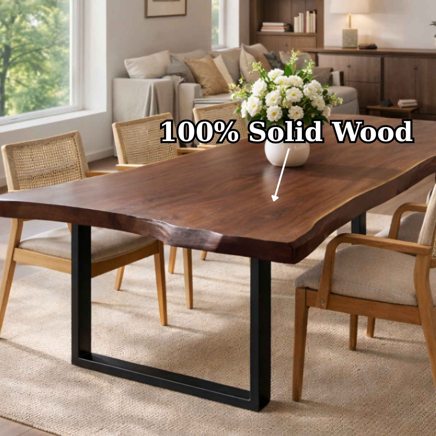 Handcrafted Modern Live Edge Dining Table with Clean Design