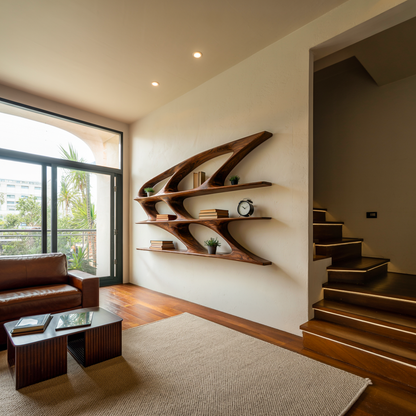 Organic Sculptural Wooden Bookshelf For Living Room Statement Kitchnce