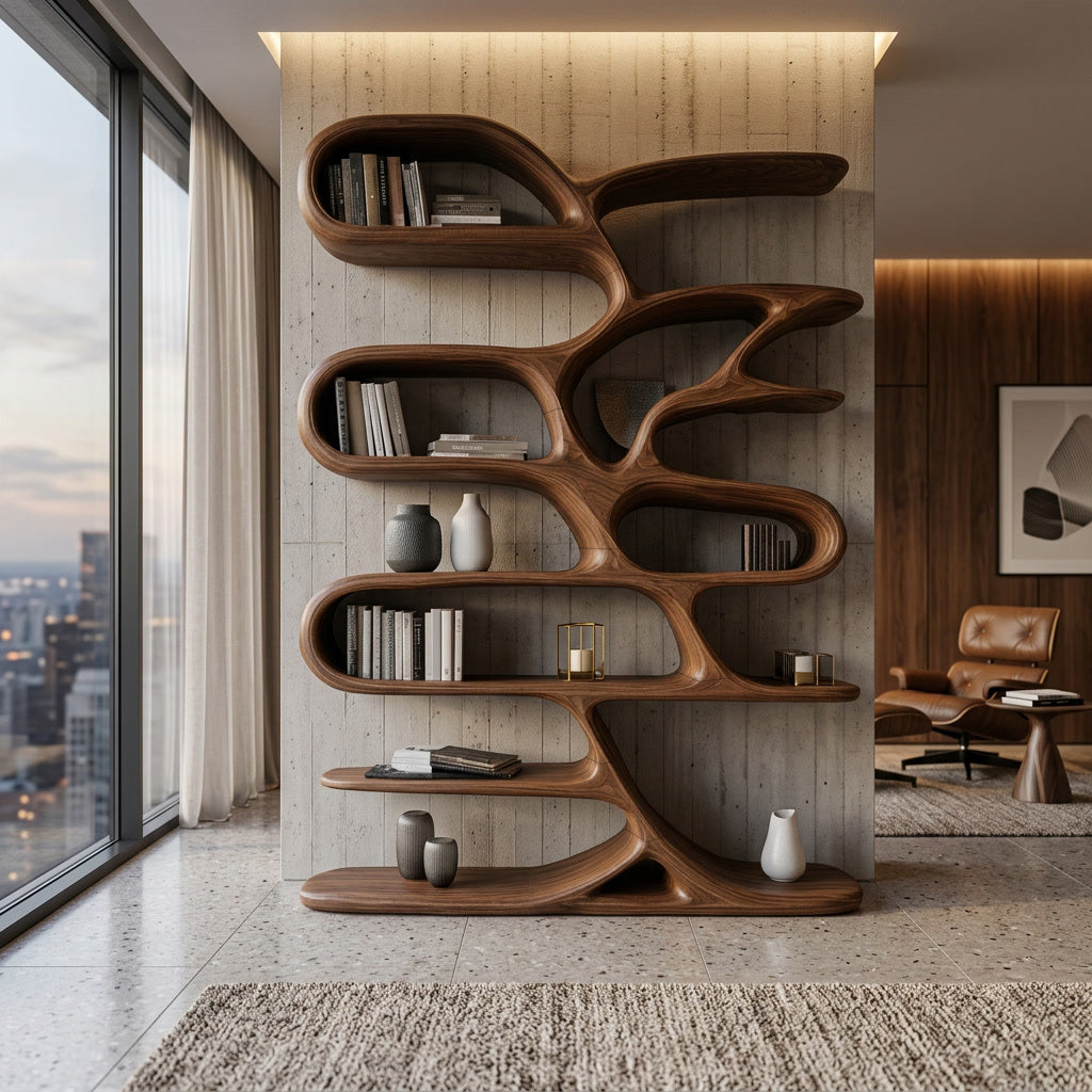 Contemporary Wooden Bookcase For Minimalist Living Room Decor Kitchnce