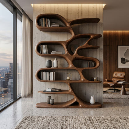 Contemporary Wooden Bookcase For Minimalist Living Room Decor Kitchnce