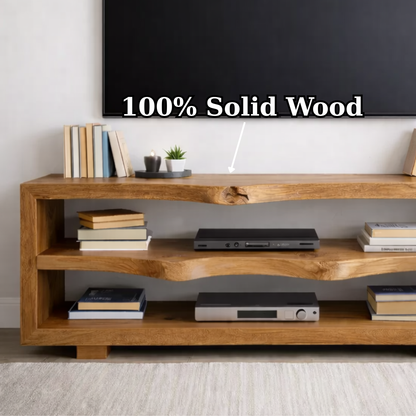 Rustic Solid Wood TV Stand with Open Shelves for Modern Living Rooms Kitchnce