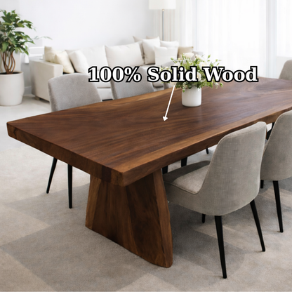 Solid Walnut Dining Table with Sculptural Wood Base Kitchnce