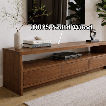 Solid Wood TV Stand with Drawers and Open Shelf for Contemporary Homes Kitchnce