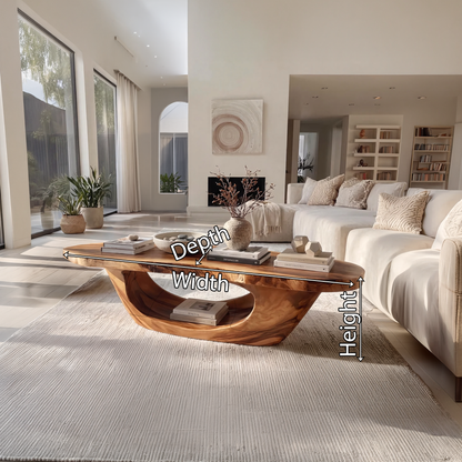 Sculptural Oval Coffee Table with Open Curve Base