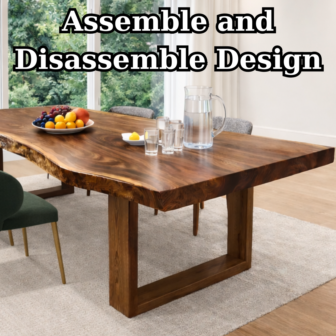 Modern Live Edge Solid Wood Dining Table