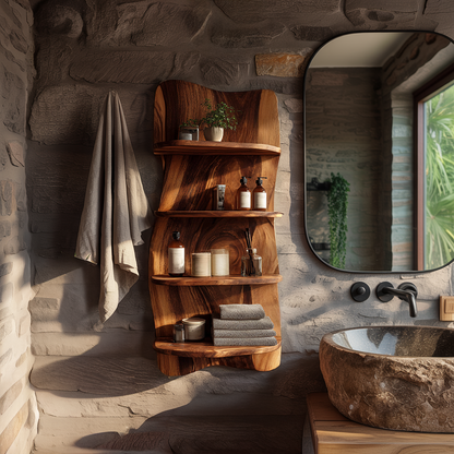 Floating Wall Shelf with Natural Edge Organic Design
