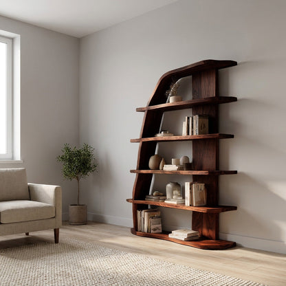 Mid Century Natural Wood Display Bookshelf For Living Room Kitchnce