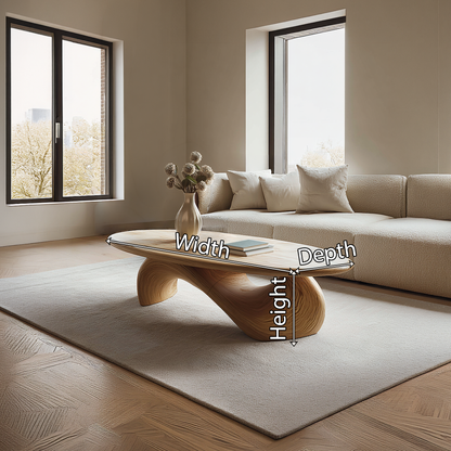 Sculptural Oval Coffee Table with Organic Curve Base for Classic Interiors