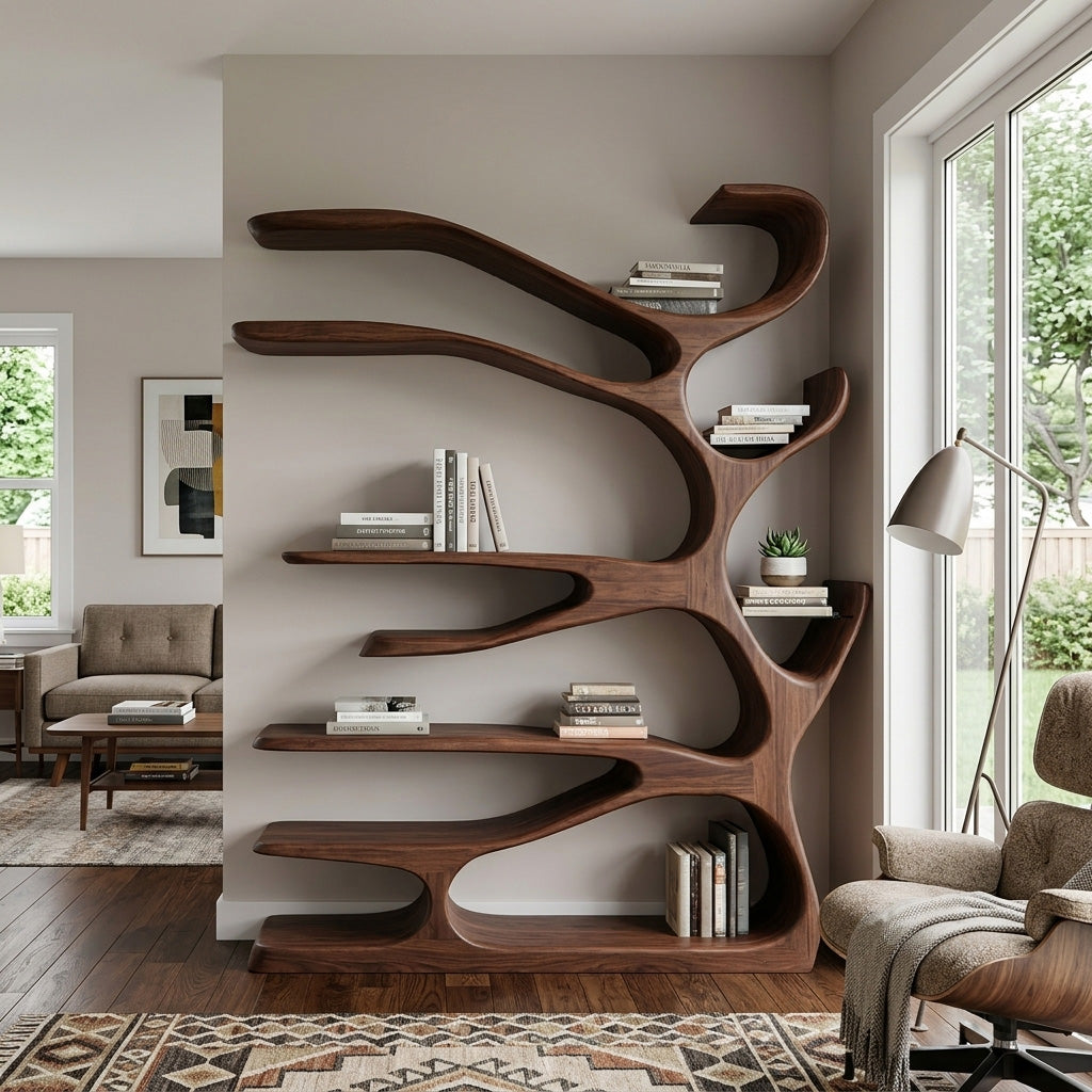 Rustic Wood Bookshelf For Home Furniture Kitchnce