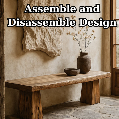 Handcrafted Solid Wood Rustic Bench – Natural Live-Edge Slab Entryway Seating Kitchnce