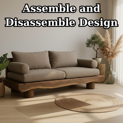 Handcrafted Solid Wood Sofa – Rustic Live Edge Wooden Couch with Modern Minimal Design Kitchnce