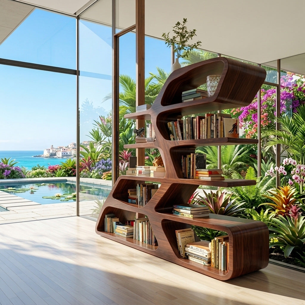 Modern Sculptural Bookshelf For Living Room Decor Kitchnce