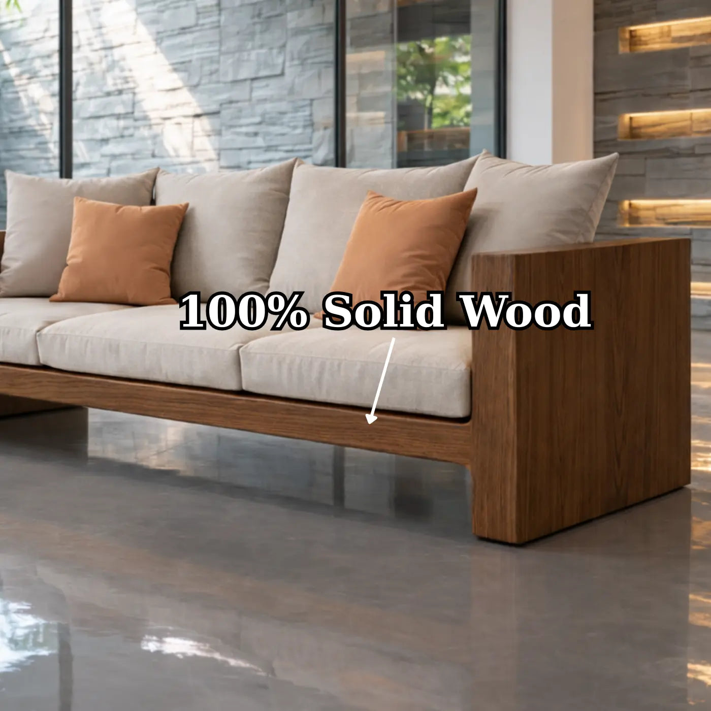 Minimalist Solid Wood Sofa Frame Modern Wooden Couch Base for Living Room Kitchnce