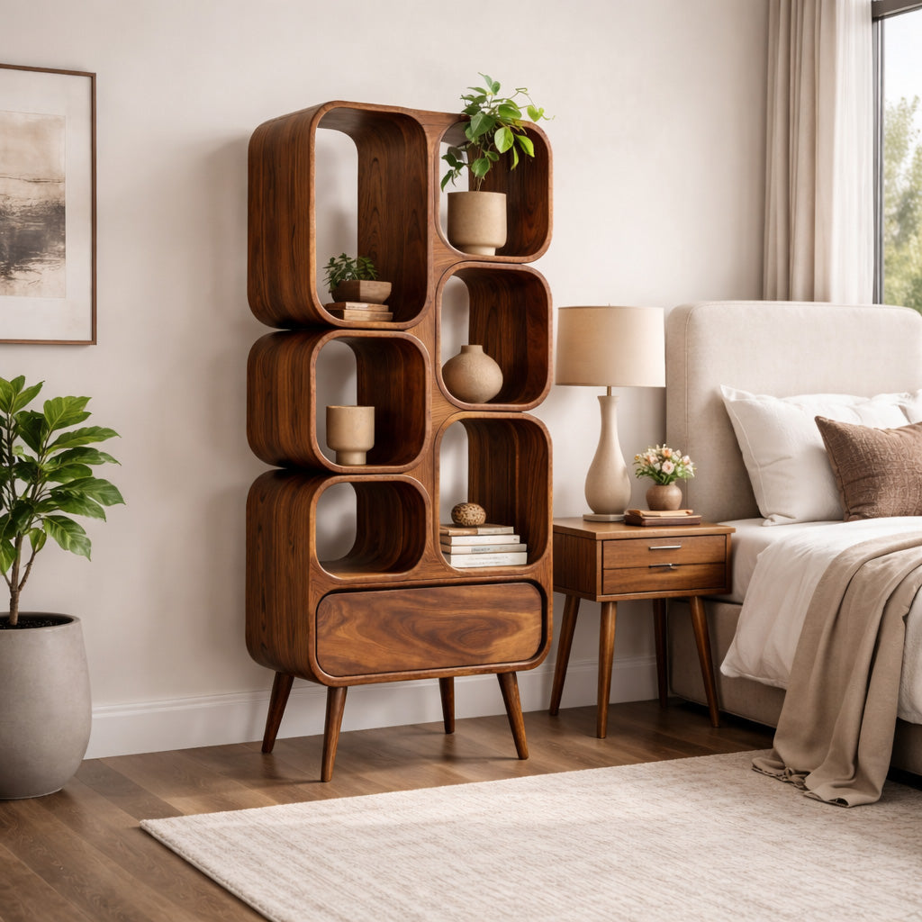 Minimalist Wooden Bookshelf For Contemporary Living Room Kitchnce