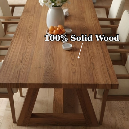 Handcrafted Solid Oak Scandinavian Dining Table, Minimal Modern Kitchen Table