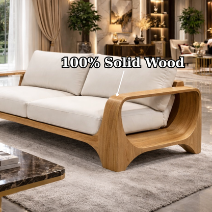 Modern Curved Solid Wood Frame Sofa