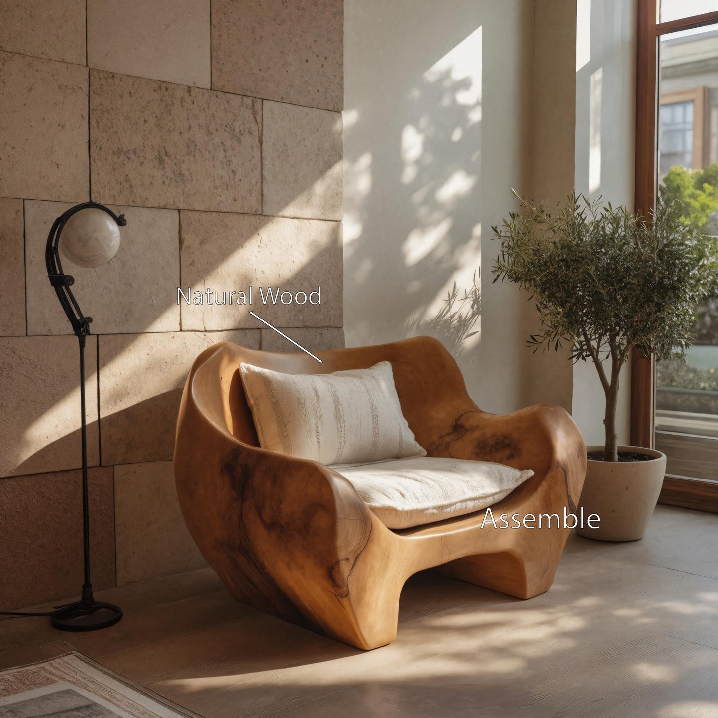 Modern Sculpted Armchair For Living Room Or Lounge Kitchnce