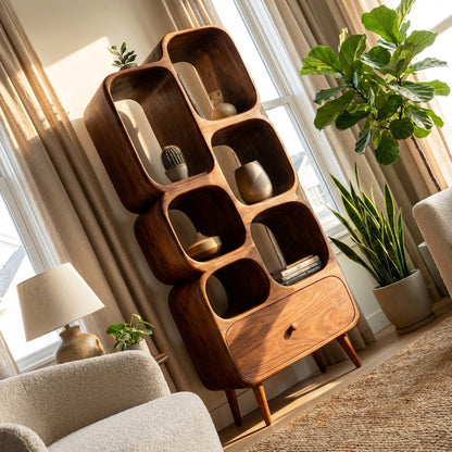 Modern Wood Bookshelf With Open Compartments For Living Decor Kitchnce