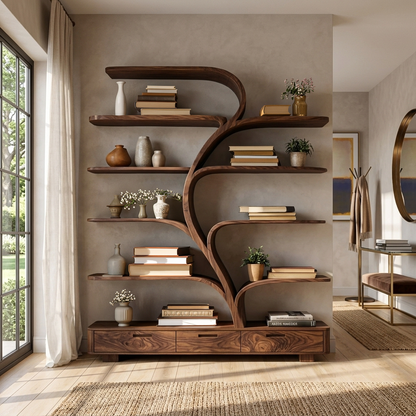 Organic Natural Wood Bookshelf Branch Shape For Home Decor Kitchnce
