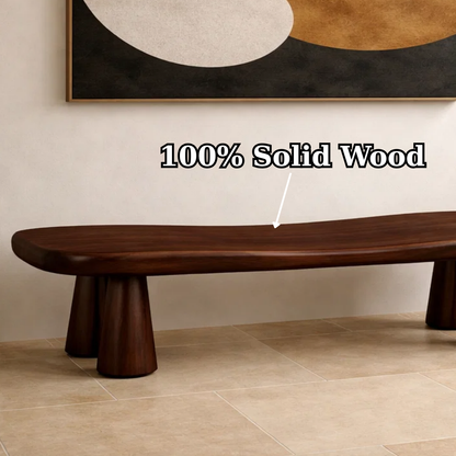 Solid Wood Sculptural Bench – Modern Organic Entryway Seating Bench