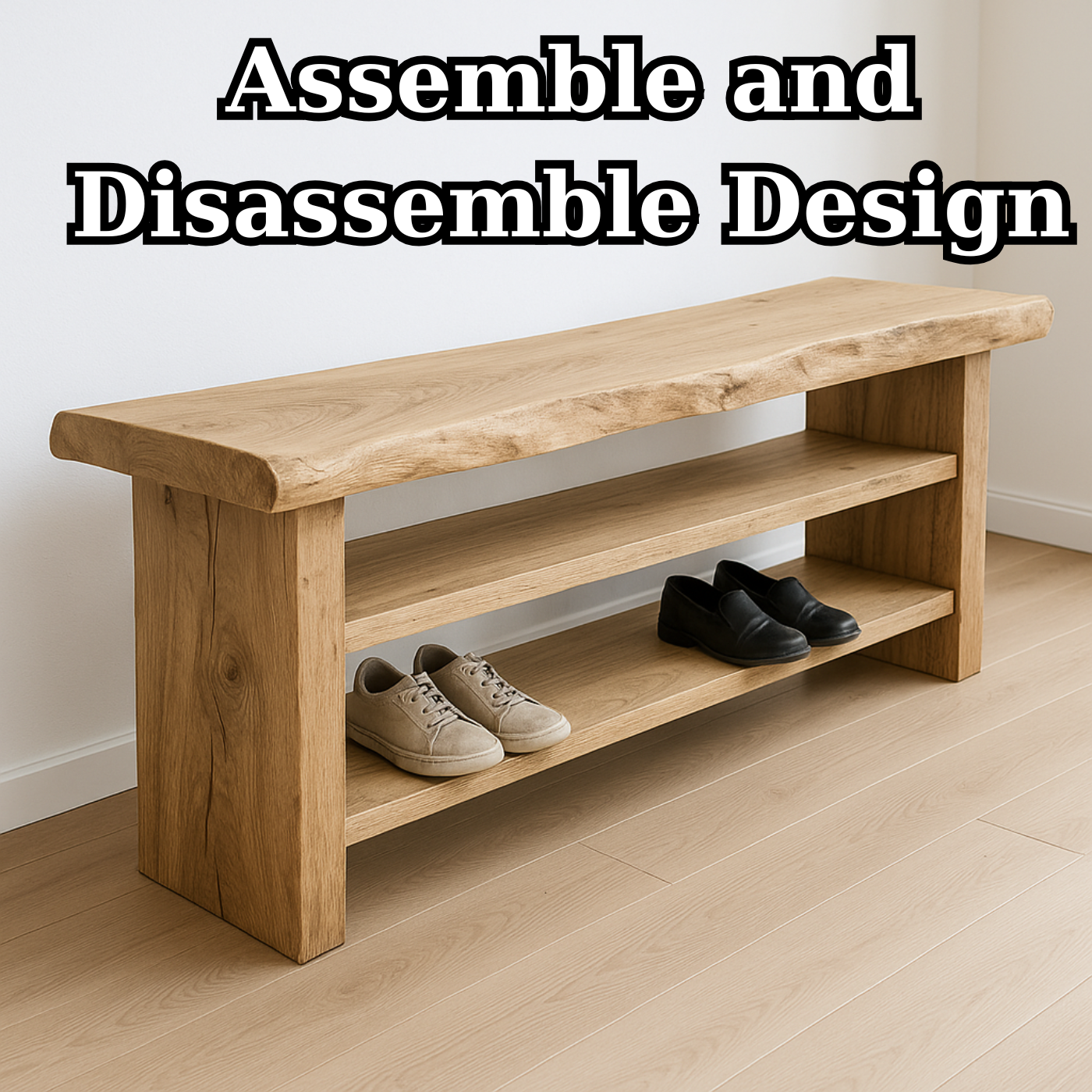 Handcrafted Solid Wood Entryway Bench with Shoe Storage – Natural Live-Edge Design Kitchnce