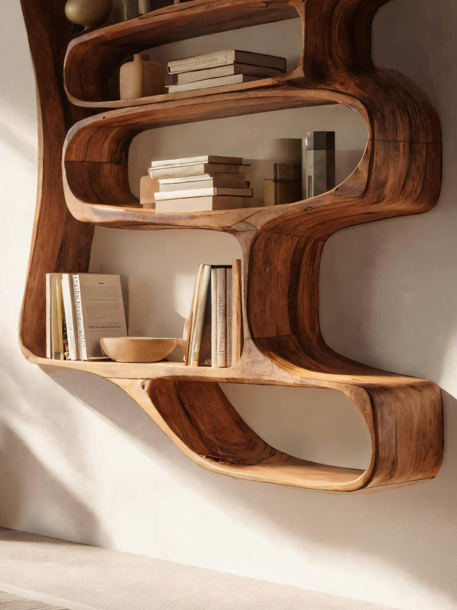 Sculptural Floating Bookshelf For Living Room Or Bedroom Kitchnce