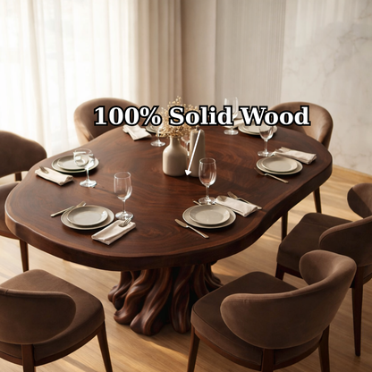 Modern Organic Walnut Dining Table with Handcrafted Sculptural Base