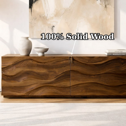 Modern Console Table with Wave Front, Minimalist Entryway Cabinet for Living Room Storage