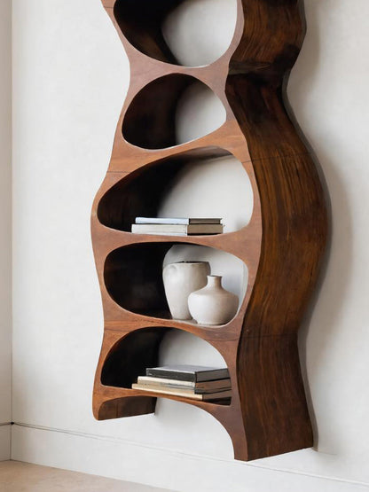 Tall Sculptural Wall Mounted Bookshelf For Living Room Kitchnce