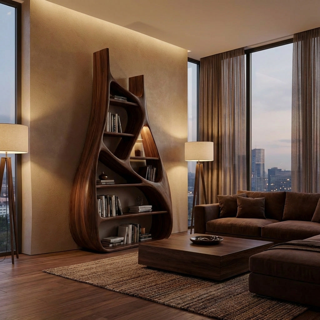 Minimalist Sculptural Bookshelf For Living Room Furniture Kitchnce