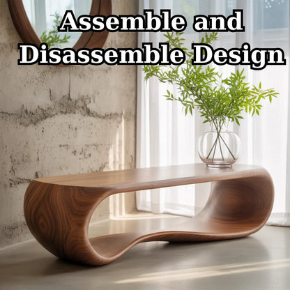 Handcrafted Solid Wood Bench – Sculptural Modern Walnut Wave Table Kitchnce