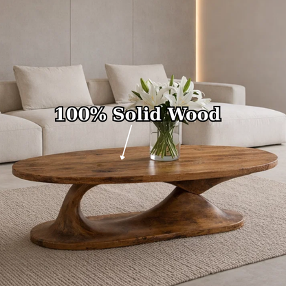 Handcrafted Sculptural Solid Wood Coffee Table, Unique Organic Minimalist Center Table
