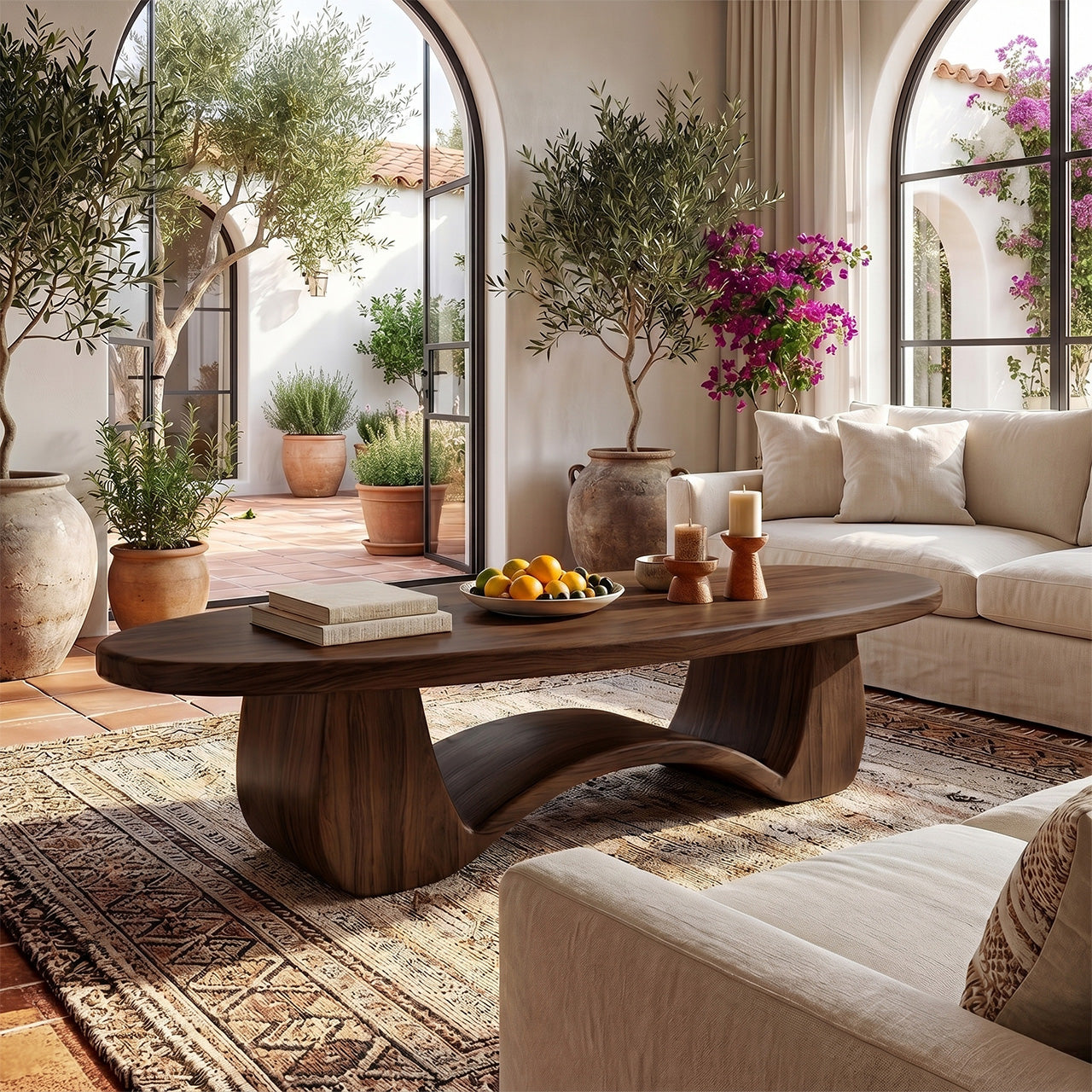 Organic Sculptural Coffee Table With Curved Base