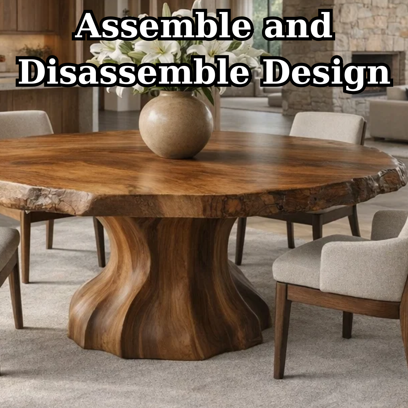 Handcrafted Round Wood Dining Table For Modern Homes