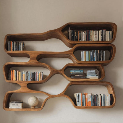 Organic Sculptural Wall Bookcase For Living Room Kitchnce