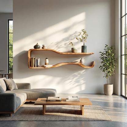 Floating Display Shelf with Soft Edge Minimal Design