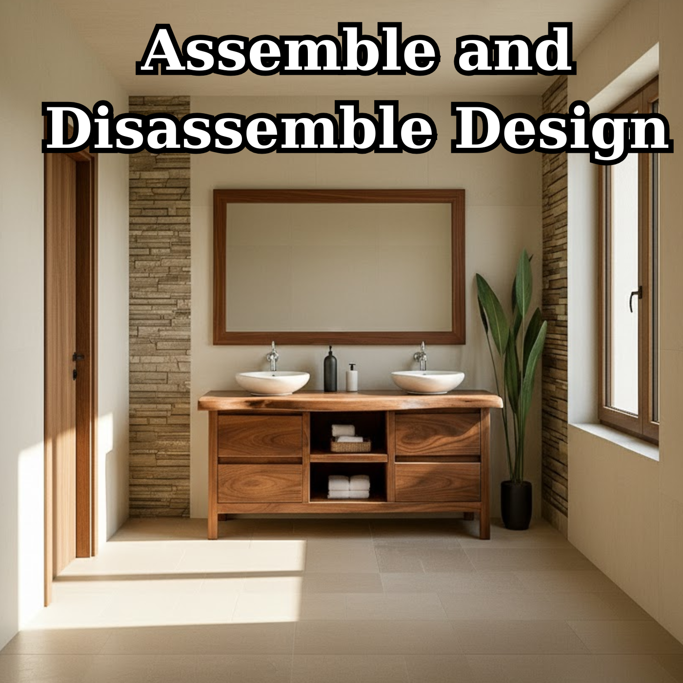 Handcrafted Solid Wood Bathroom Vanity - Live Edge Walnut, Drawers & Open Shelving Kitchnce
