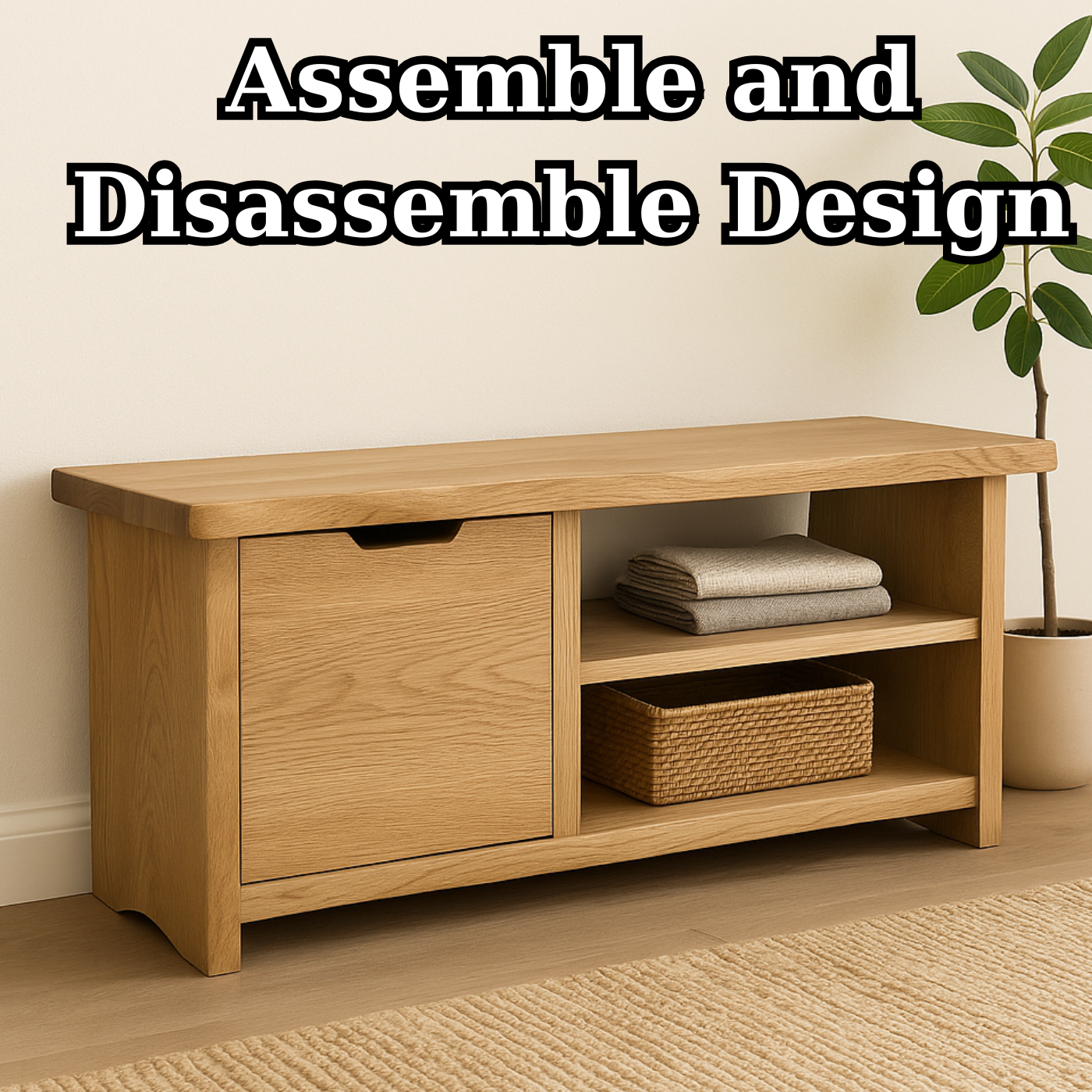 Handcrafted Solid Wood Bench – Oak Entryway Storage Bench & Cabinet Kitchnce