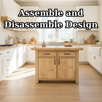 Handcrafted Solid Wood Kitchen Island with Dual Drawers and Spacious Cabinet Storage Kitchnce