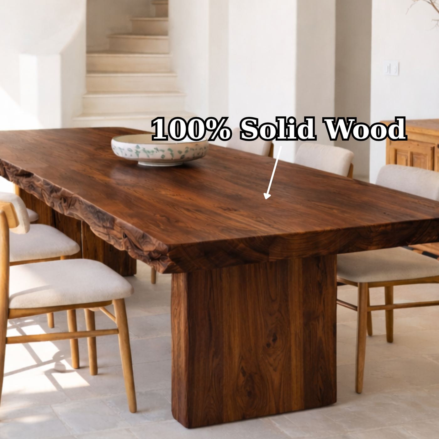Solid Wood Live Edge Dining Table Handmade Rustic Design